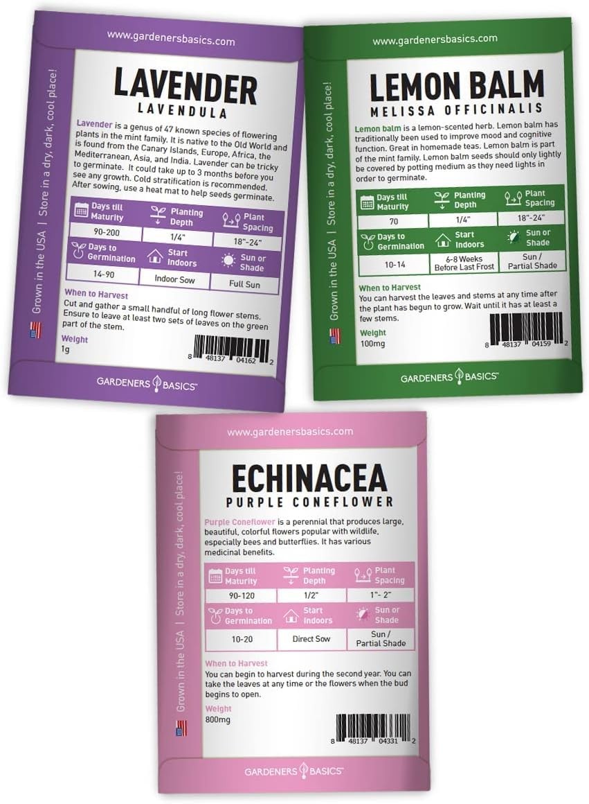 Tea Growing Kit – Includes Medicinal Lavender, Chamomile, Lemon Balm, Pepperm…