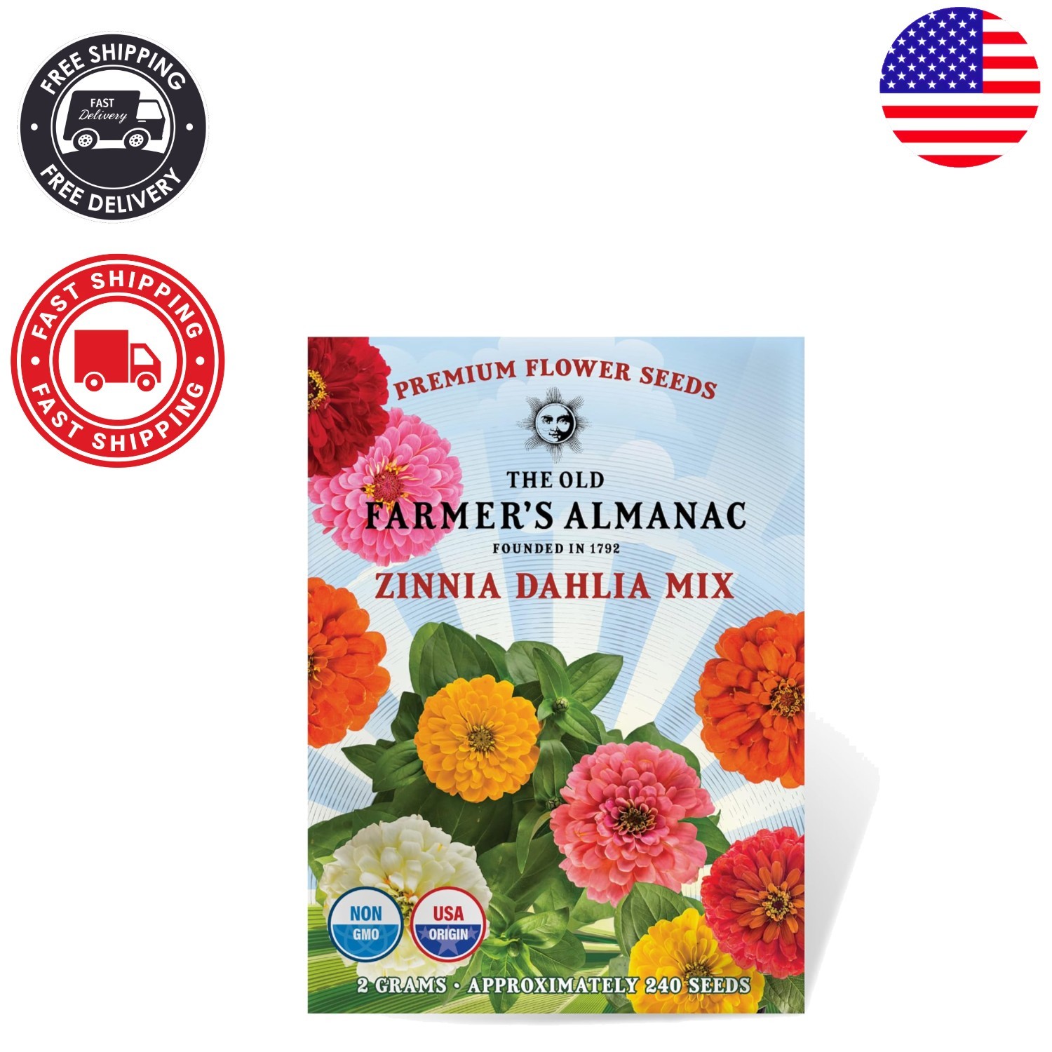 Zinnia Seeds Dahlia Mix – 200 Non-GMO Flower Seeds for Stunning Blooms