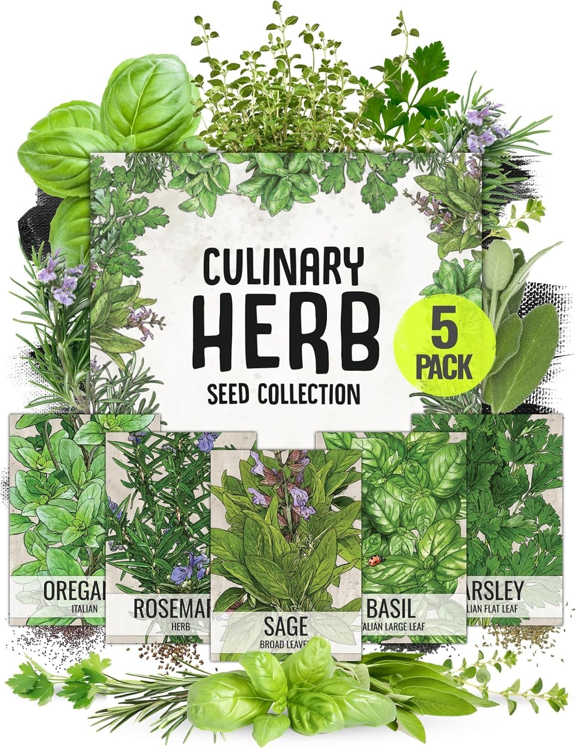 Grow Your Own Heirloom Indoor Herb Garden with 5 Fresh Non-GMO Seed Varieties