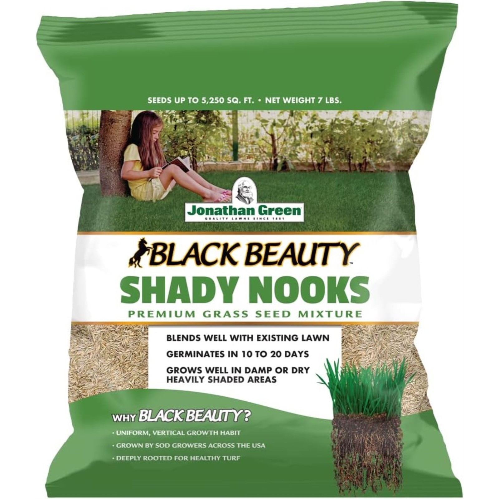 Jonathan Green Black Beauty Shady Nooks Premium Grass Seed Mixture, 7lb (4 Pack