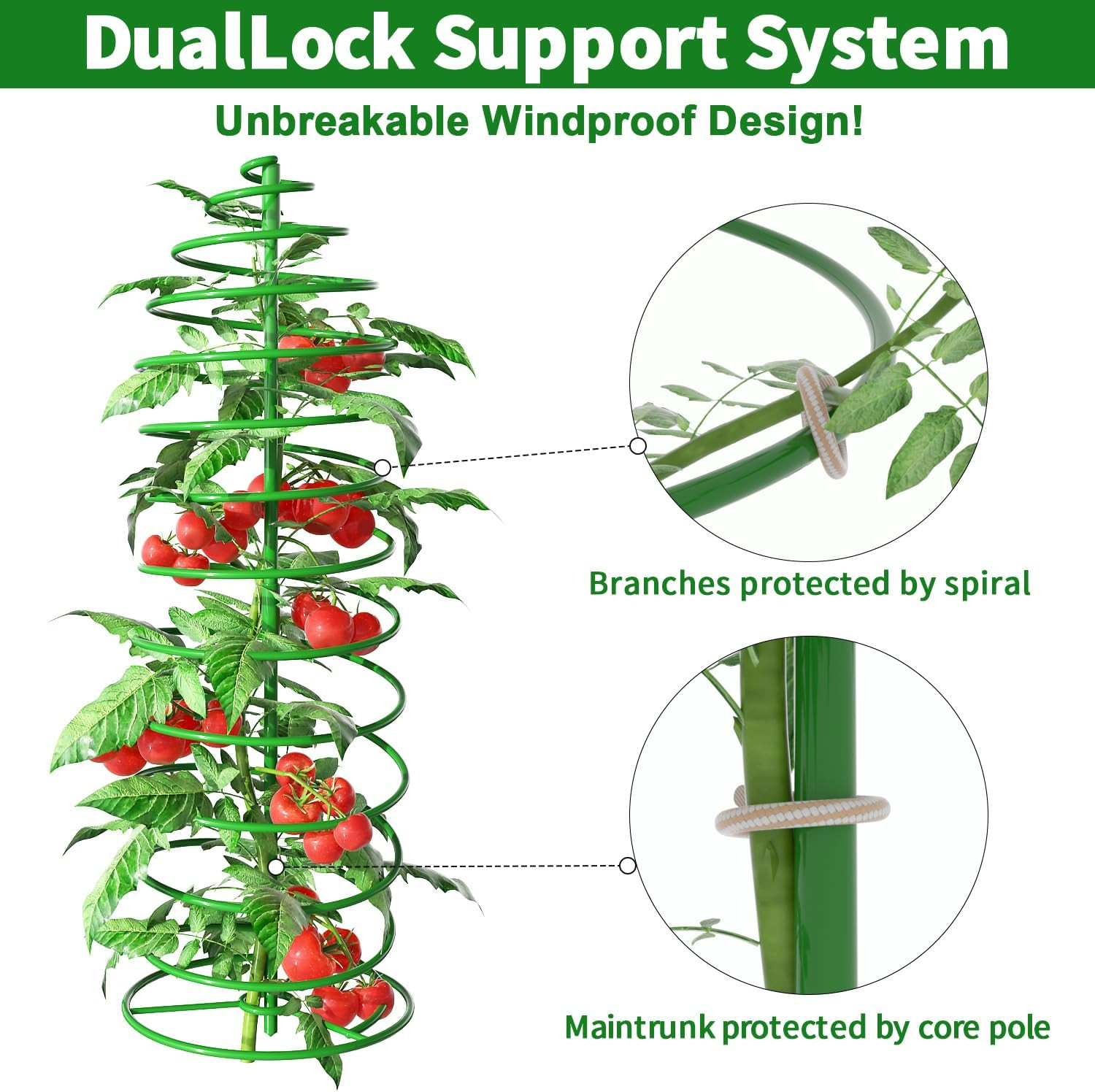 3 Pack Tomato Cages for Garden Plant Support 42″ Stakes Metal Tower for Climbing