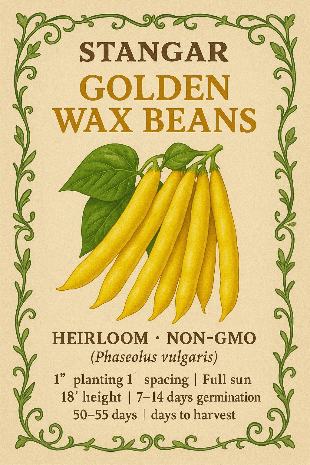 Golden Wax Bush Bean Seeds, Top Notch, NON-GMO, Heirloom, Stringless, FREE SHIP