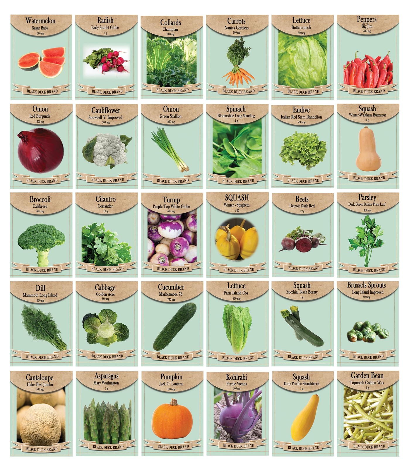 30 Heirloom Vegetable Seed Packages 15+ Varieties, NonGE, Assorted Mix