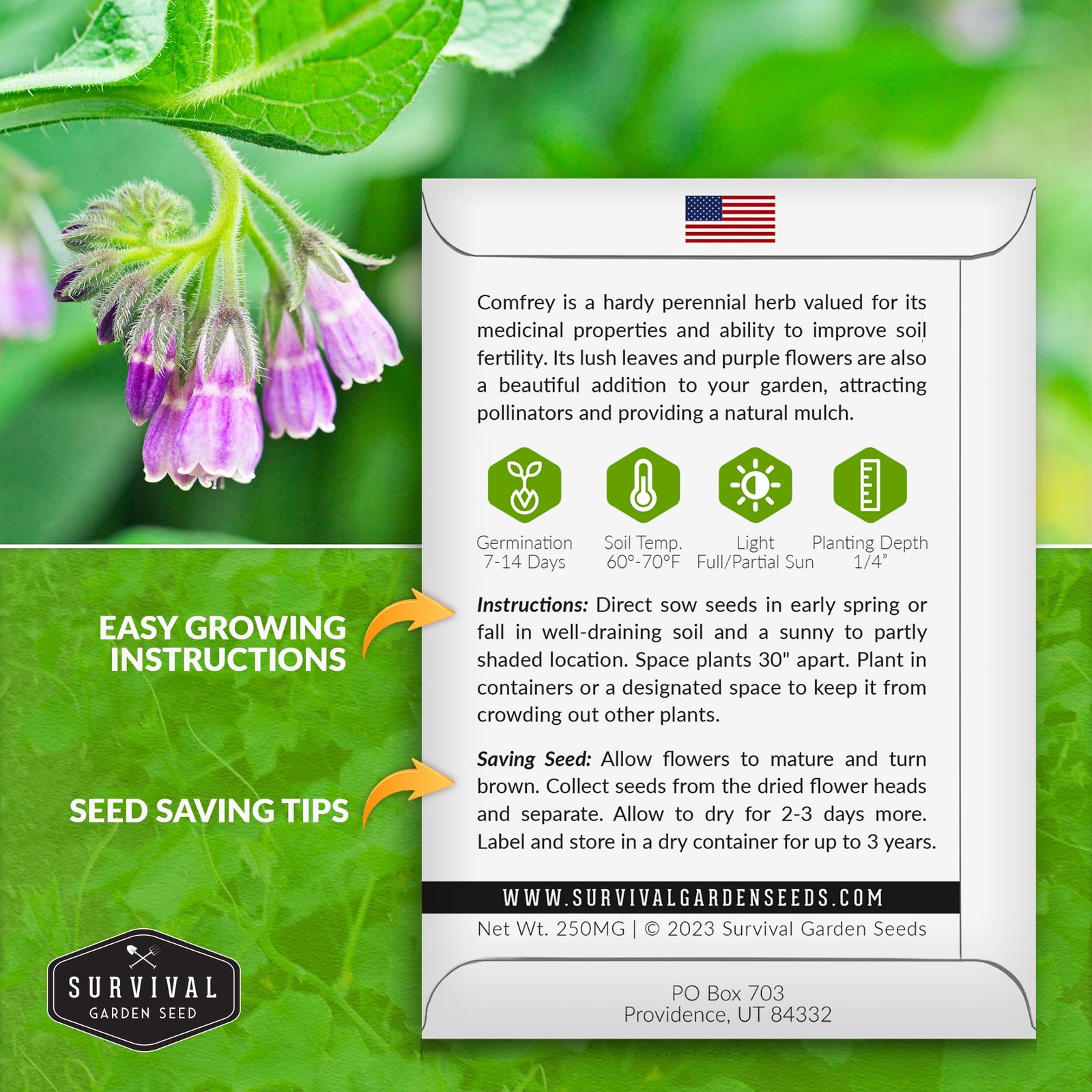 Comfrey Seeds for Planting – Medicinal Perennial Herb for Compost Tea & Skincare