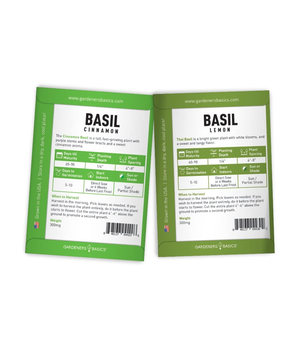 , Basil Seeds for Planting Home Garden Herbs – 5 Variety Herb Pack Thai, Lemo…