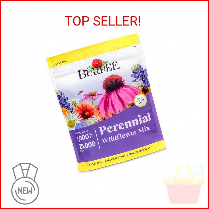 Burpee Wildflower 25,000 Bulk, 1 Bag | 18 Varieties of Non-GMO Flower Seeds Poll