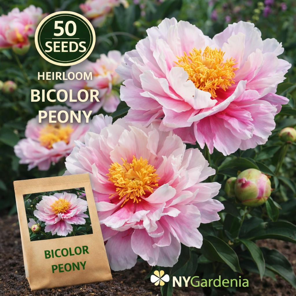 50 Bicolor Peony Seeds Heirloom Garden Flower Easy Grow