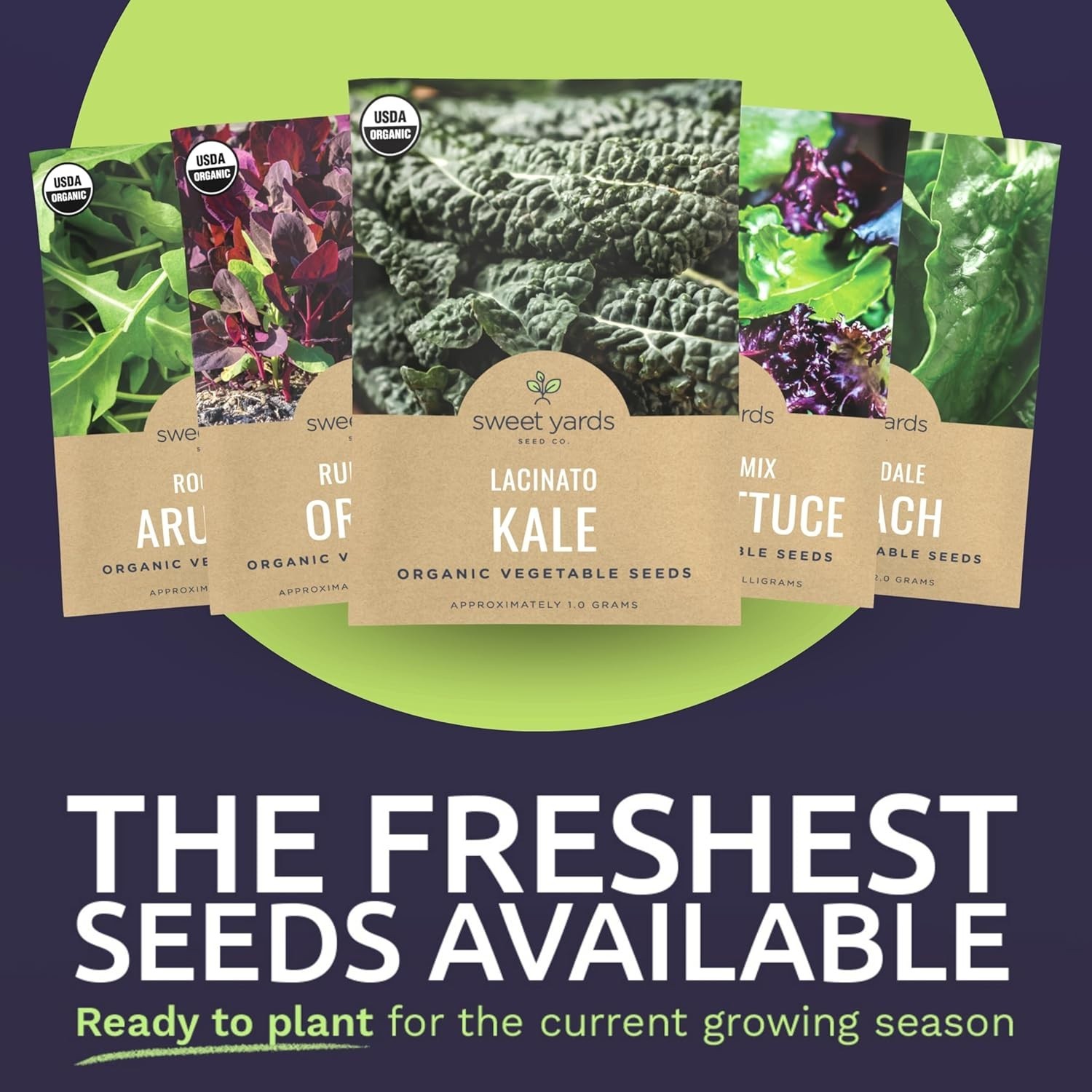 Organic Healthy Greens Seeds Variety Pack 12 Individual Planting Packs