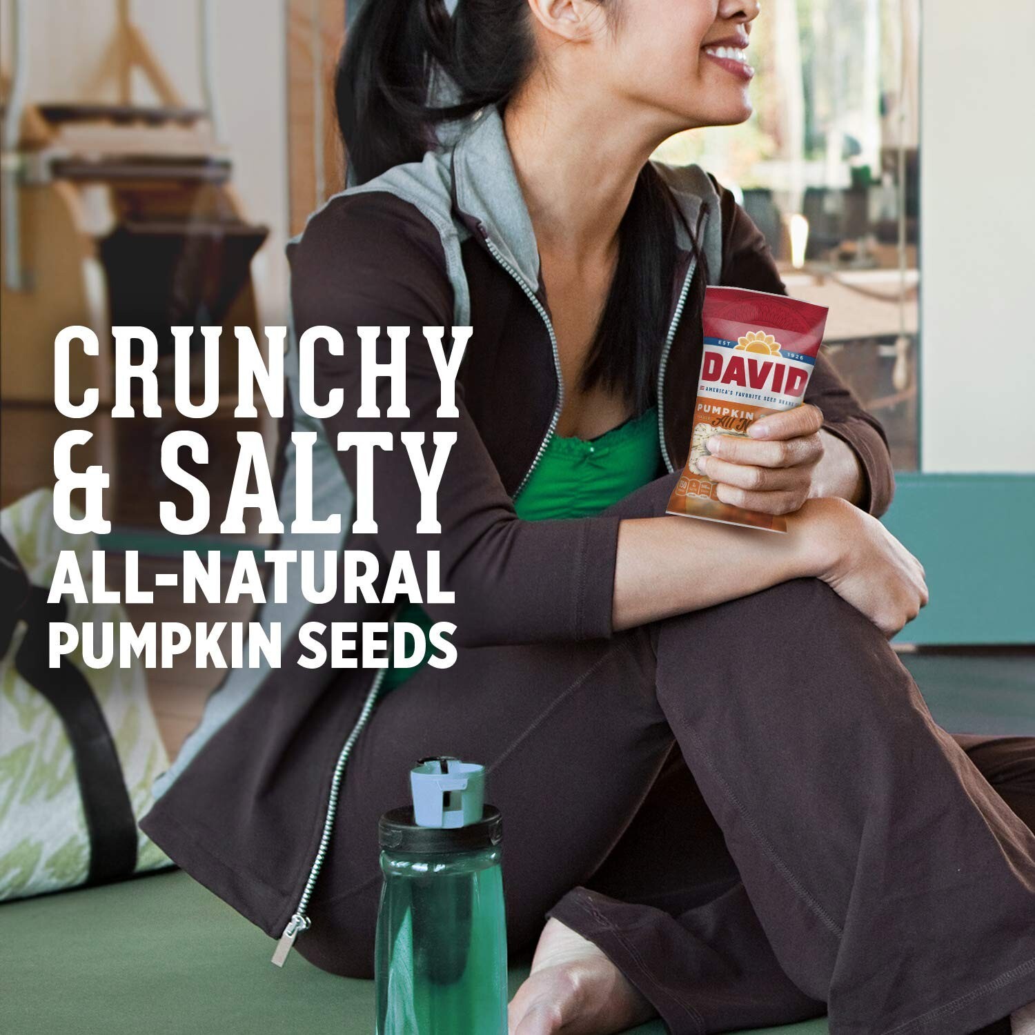 DAVID Roasted & Salted Pumpkin Seeds, 2.25 oz x 12 Pack – Nutrient-Rich Snacking