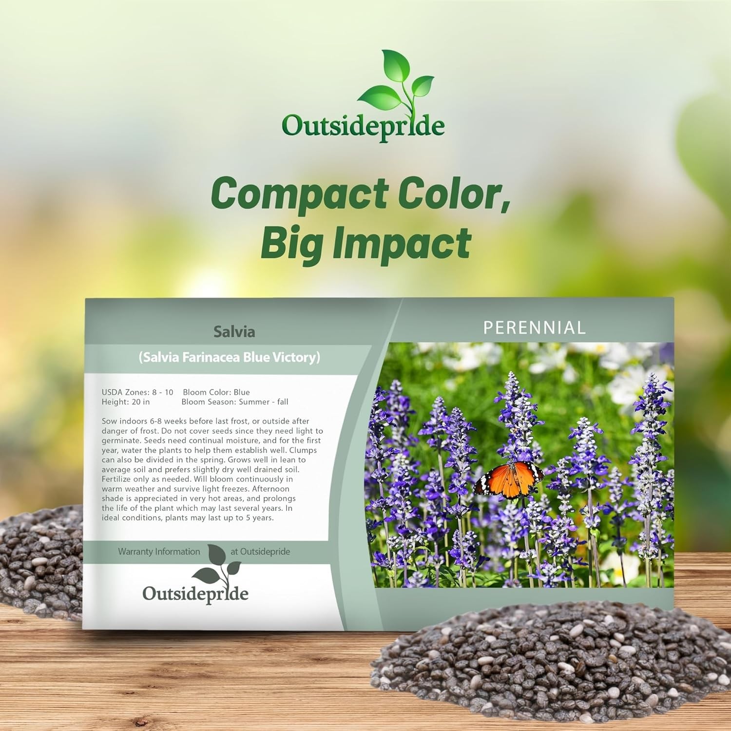2000 Seeds Salvia Farinacea Mealycup Sage Drought Tolerant Blue Garden Plant