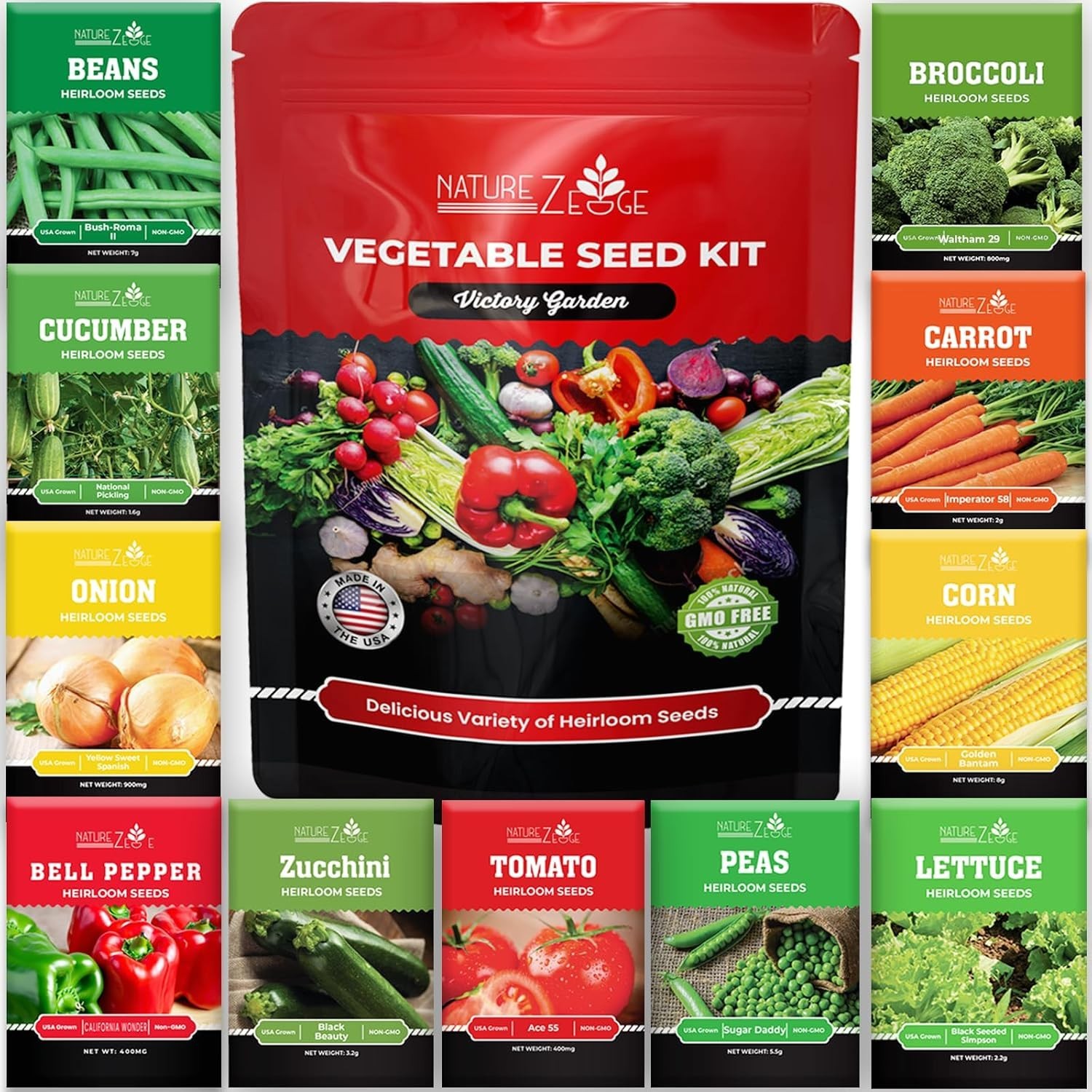 11 Variety Heirloom Seeds – Non-GMO Survival Seed Vault for Home Garden