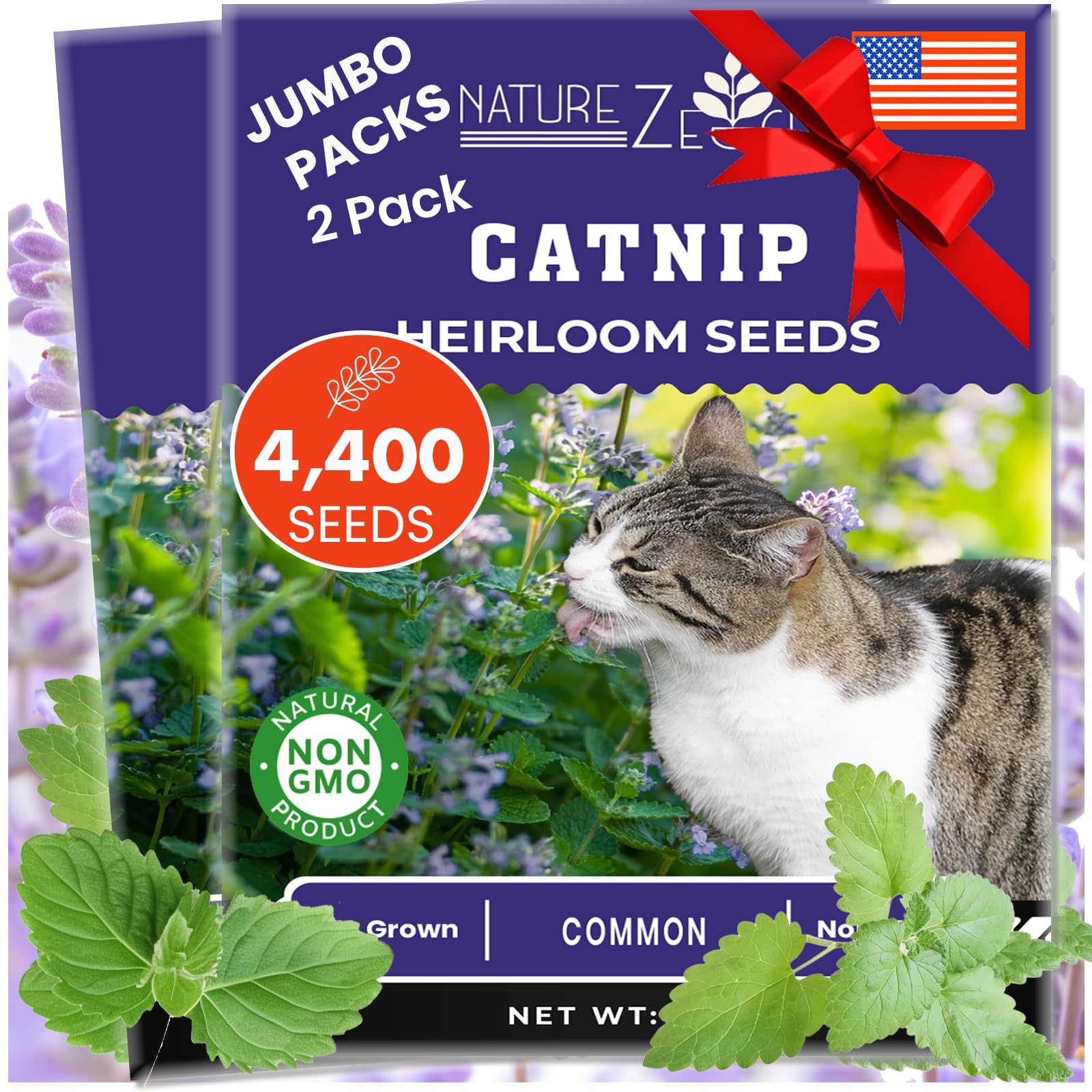 NatureZ Edge Catnip Seeds for Planting, 2.6 Grams, 4400+ Herb Seeds, Indoor or