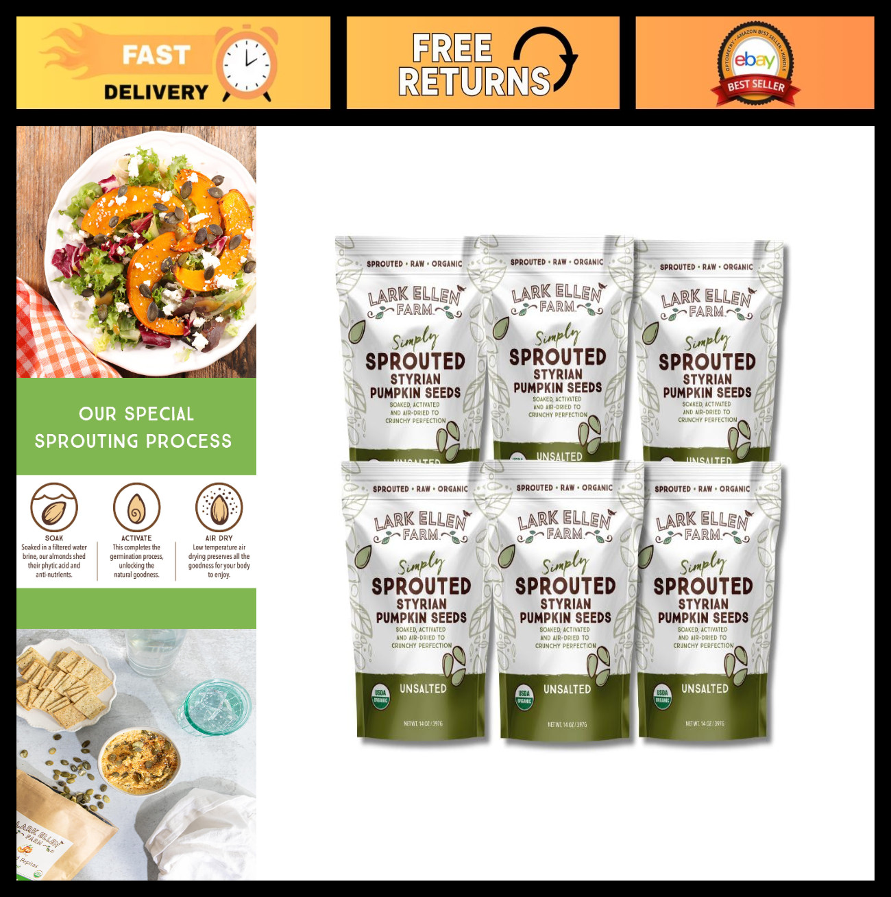 Organic Sprouted Pumpkin Seeds – Gourmet Raw Pepitas, Vegan, Non-GMO, Gluten-Fre