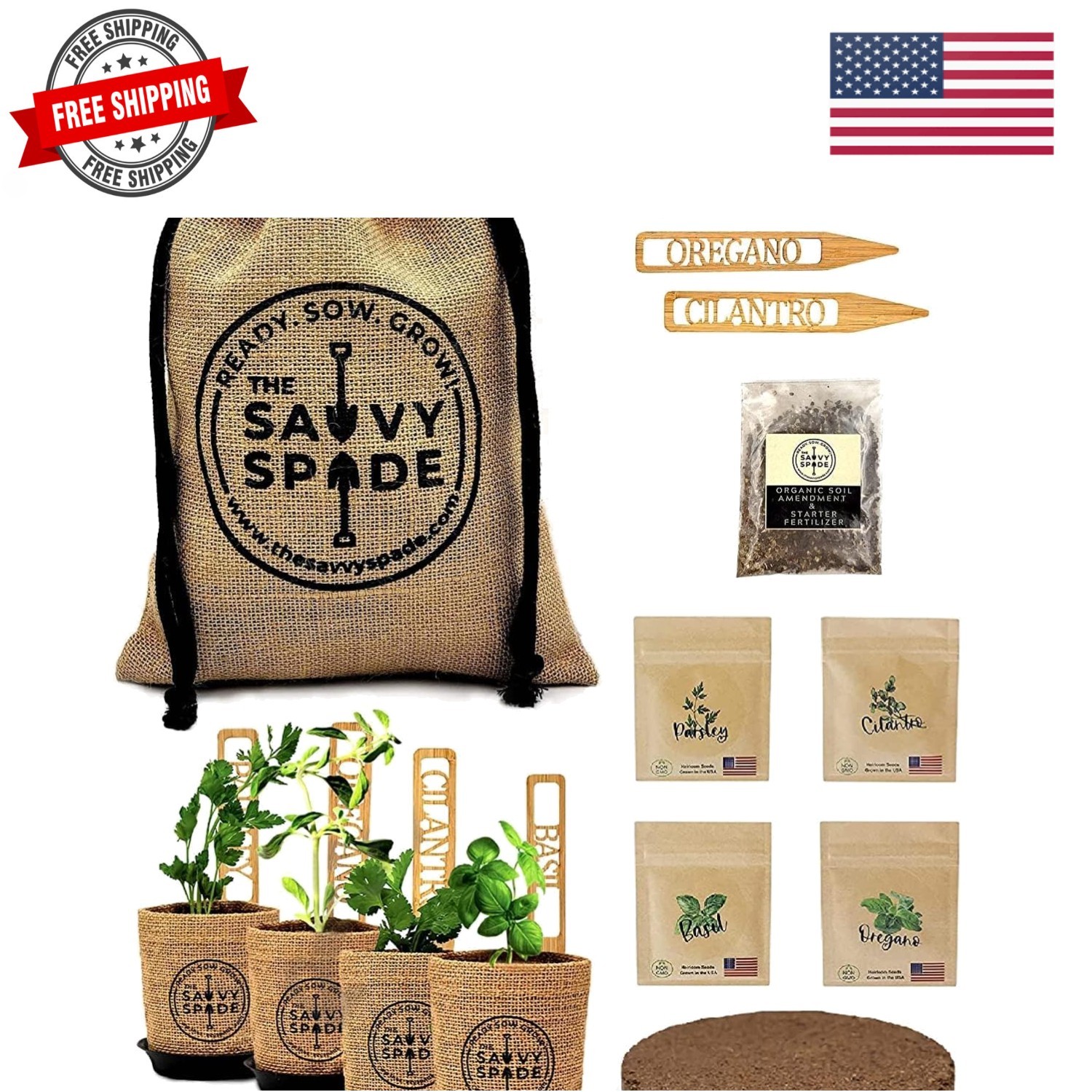 Indoor Herb Garden Starter Kit – Non GMO, Heirloom Herb Seeds – Cilantro, Ore…