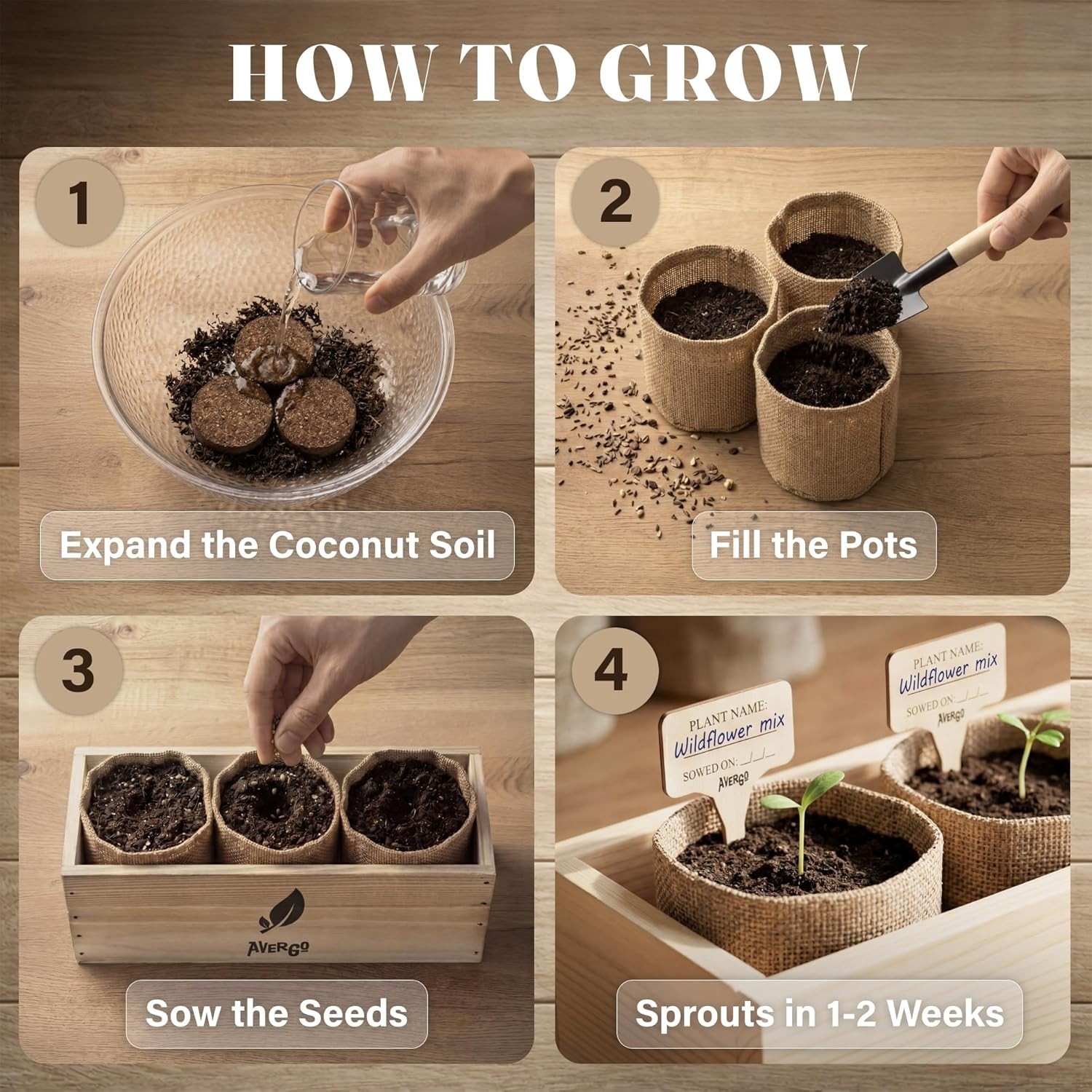 Wildflower Growing Kit Seed Mix Perennial Annual Indoor Soil & Tools Included