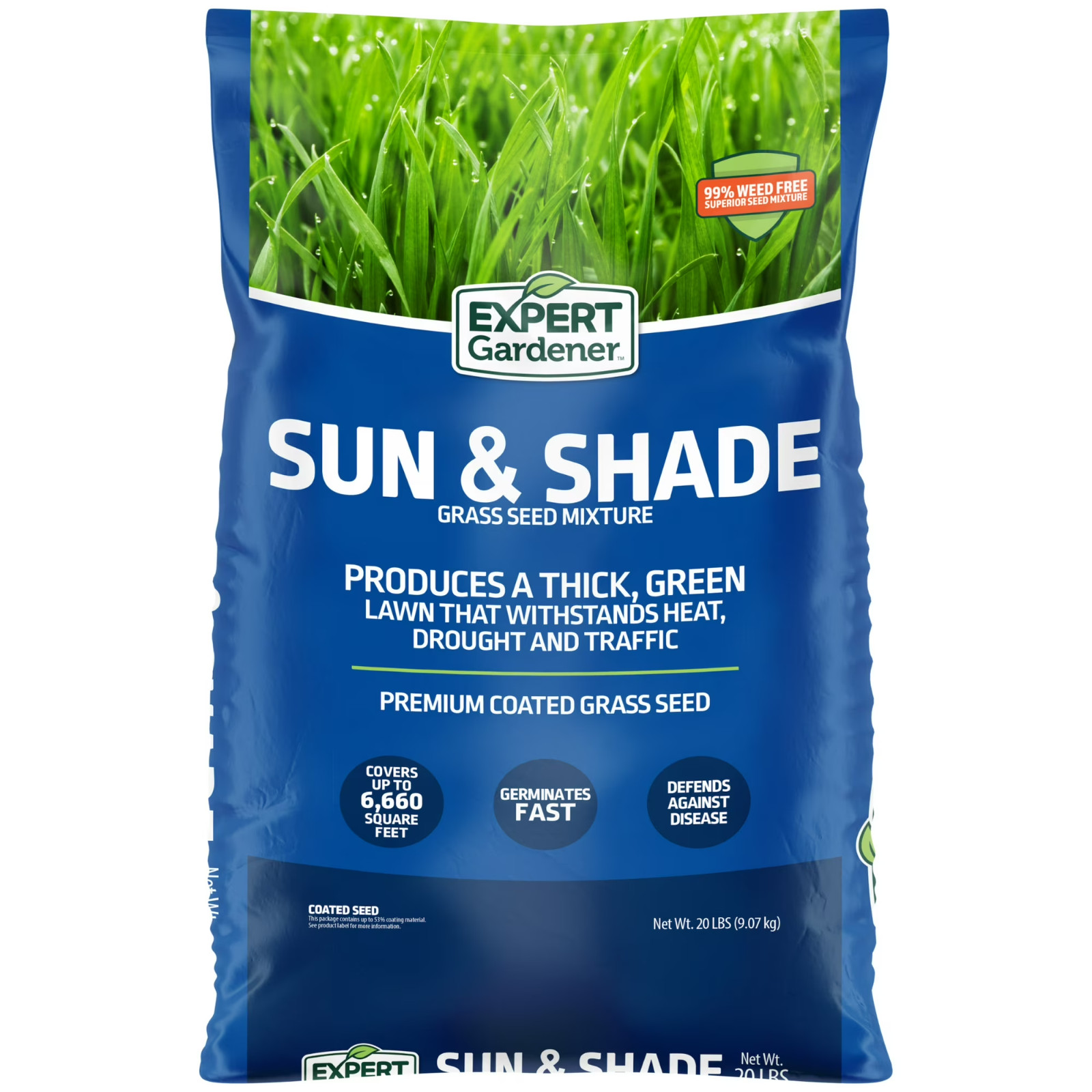 Sun & Shade Southern Grass Seed Mix, for Sun to Partial Shade, 20 lb.