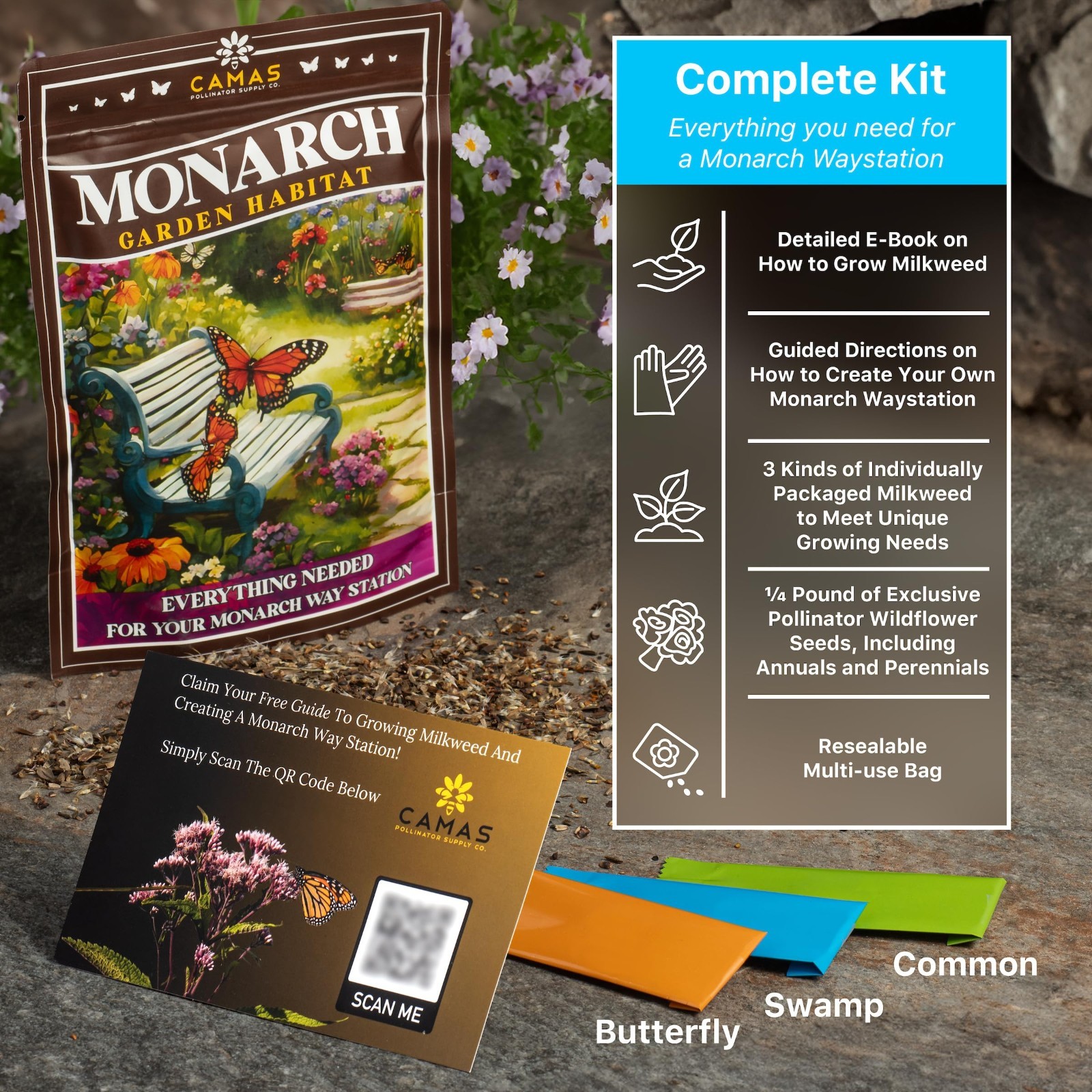 Butterfly Garden Kit – Milkweed & Wildflower Seeds for Pollinators | 1/4 lb Bulk