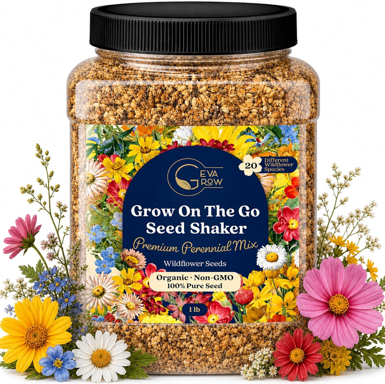 Bulk Wildflower Seed Shaker – Perennial Flower Seeds Mix to Plant Anywhere, by G