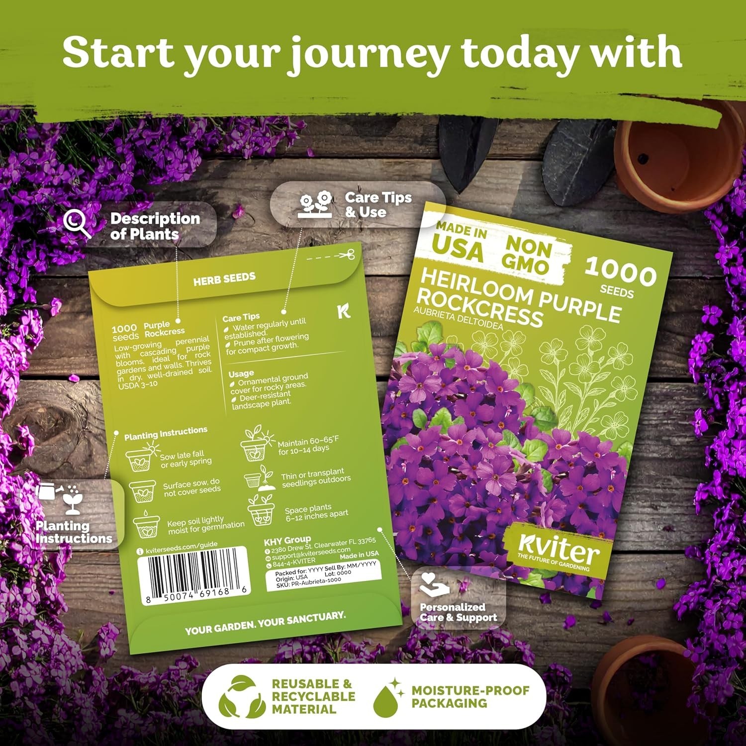 1,000 Organic Purple Rock Cress Seeds – Hardy Aubrieta for Stunning Gardens