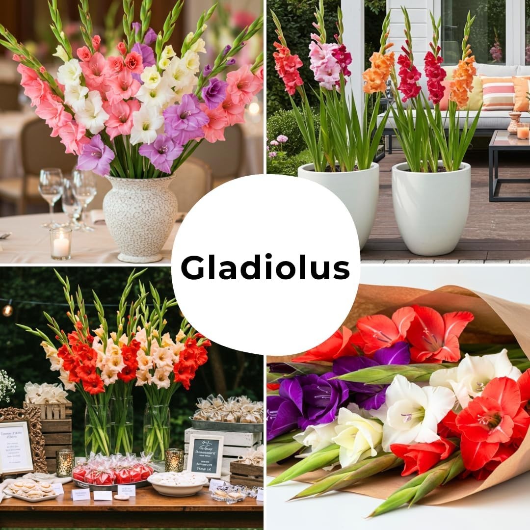Gladiolus Flowers – 4 Pack – Mixed Colors – Sword Lily Bulbs