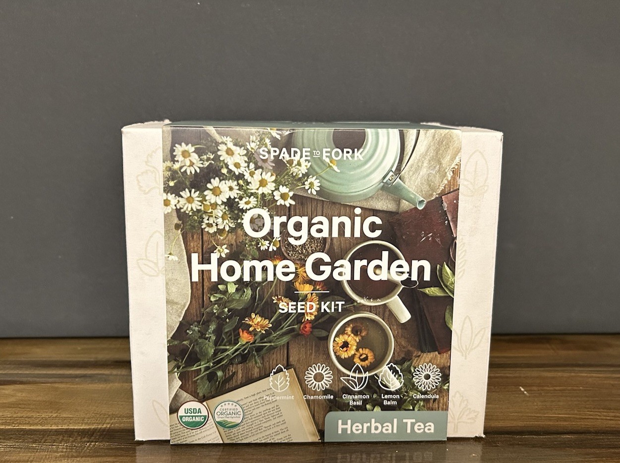 Spade To Fork Organic Home Garden Seed Kit Herbal Tea Peppermint Chamomile &MORE