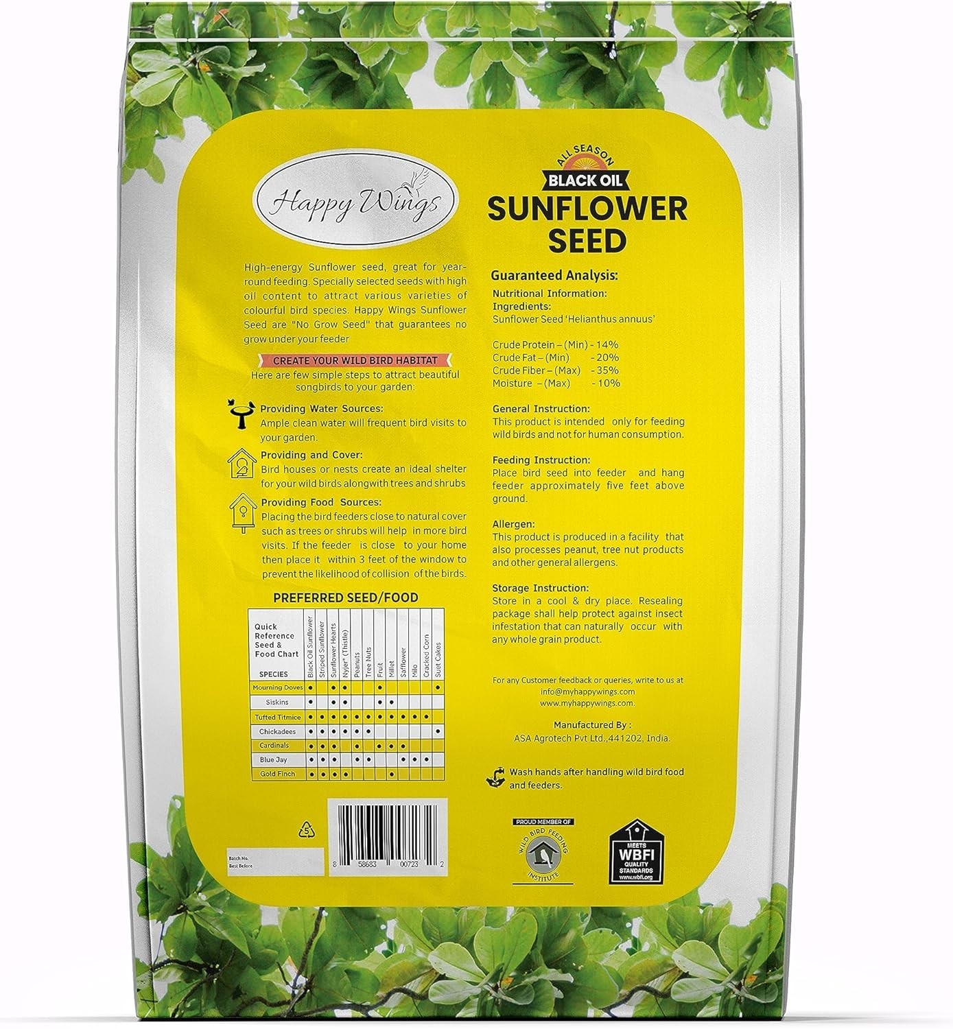 Black Oil Sunflower Seeds Wild Bird Food- 15 Pounds | No Grow Seed | Bird See…