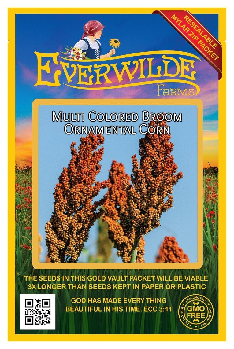 1 Oz Multi Colored Broom Ornamental Corn Seeds – Everwilde Farms Mylar Packet