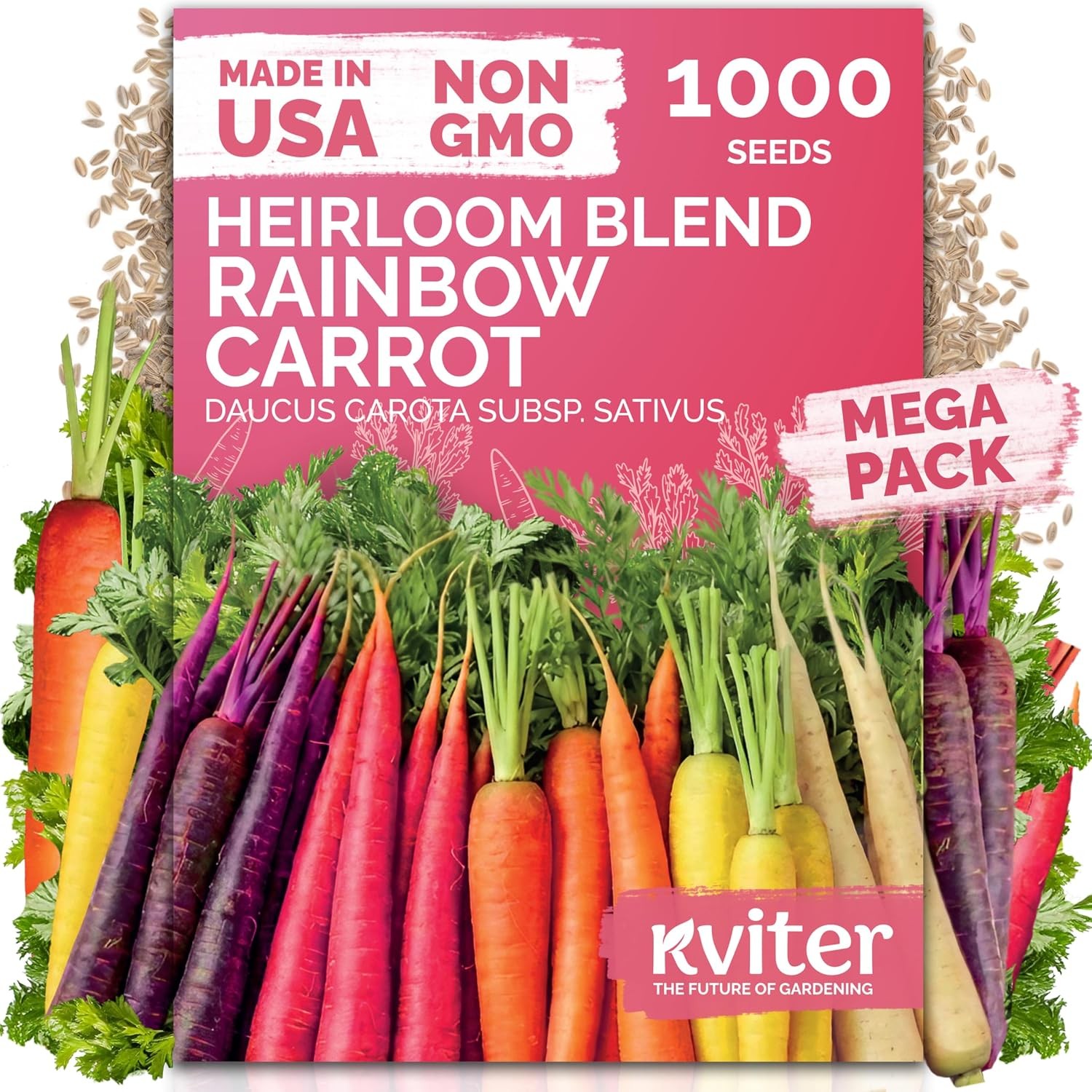 1,000 Rainbow Carrot Seeds Heirloom Mix Non-GMO Vegetable Garden Planting Seeds
