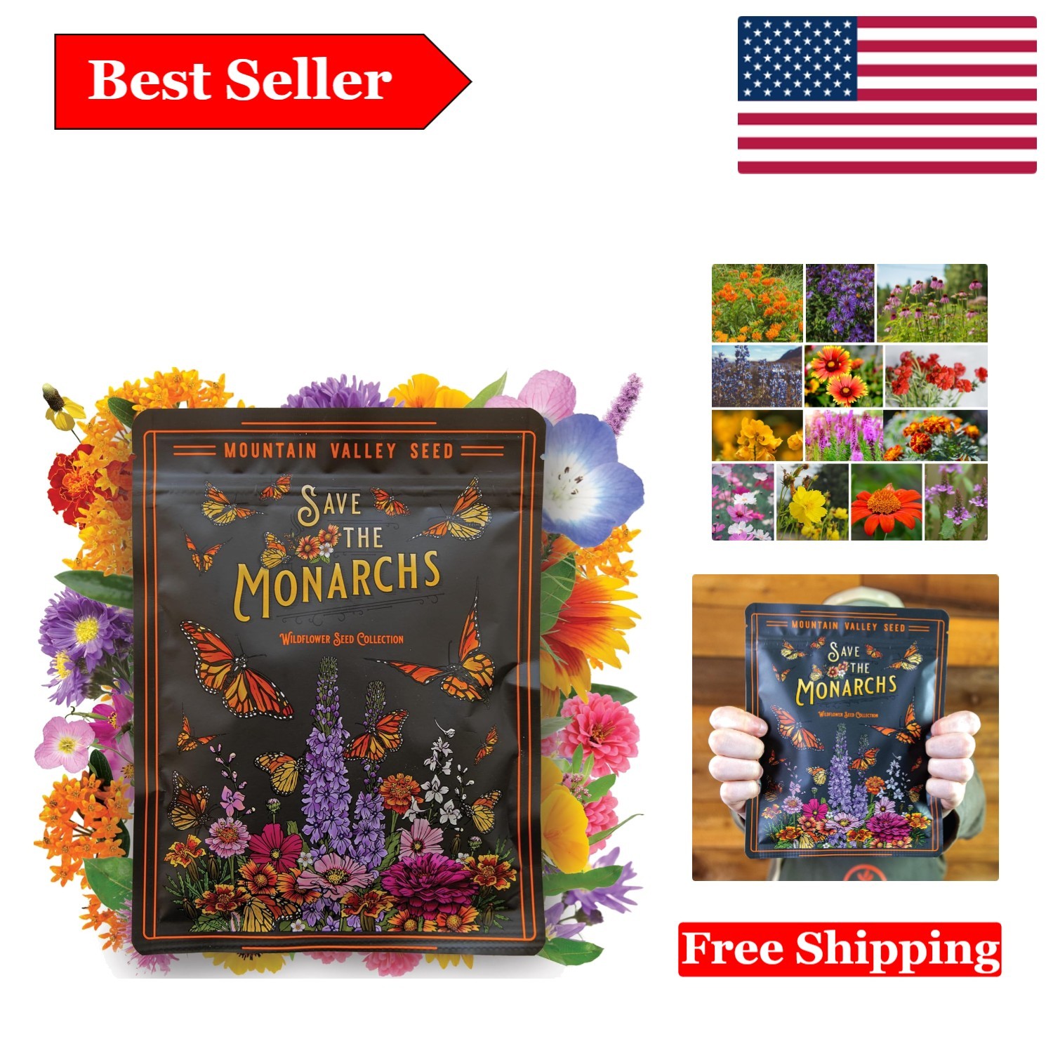 Wildflower Seeds Bulk for Monarch Habitat & Pollinator Gardens