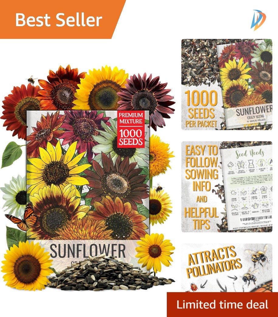 Vibrant Crazy Sunflower Seed Mix – Attract Pollinators with 15+ Varieties