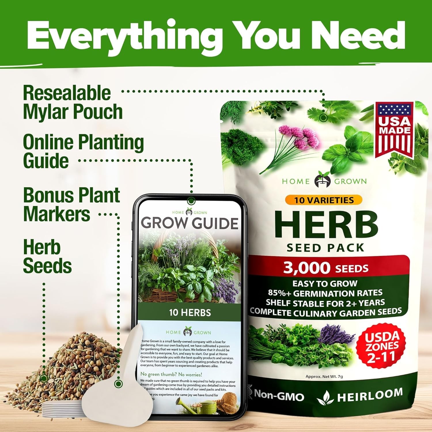Sustainable Fresh Herb Seeds – 3000 Seeds for Culinary Excellence -Round