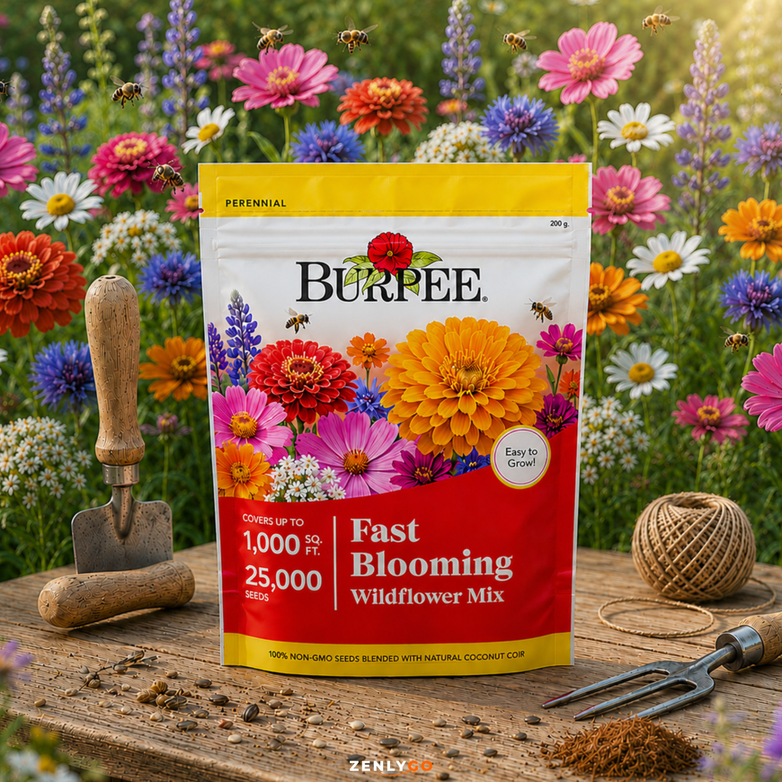 Burpee Wildflower 25,000 Bulk, 1 Bag, 18 Varieties of Non-Gmo Flower Seeds Polli