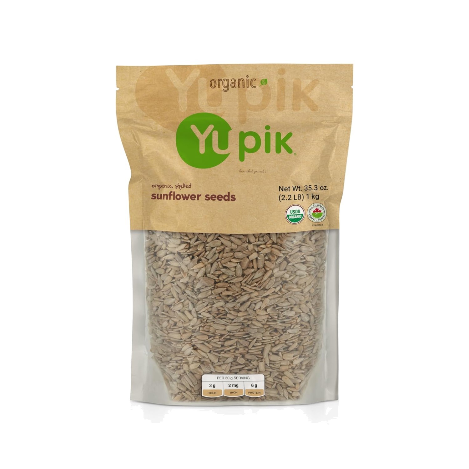 Organic Sunflower Seeds, No Shell, 2.2lb, Pack of 6