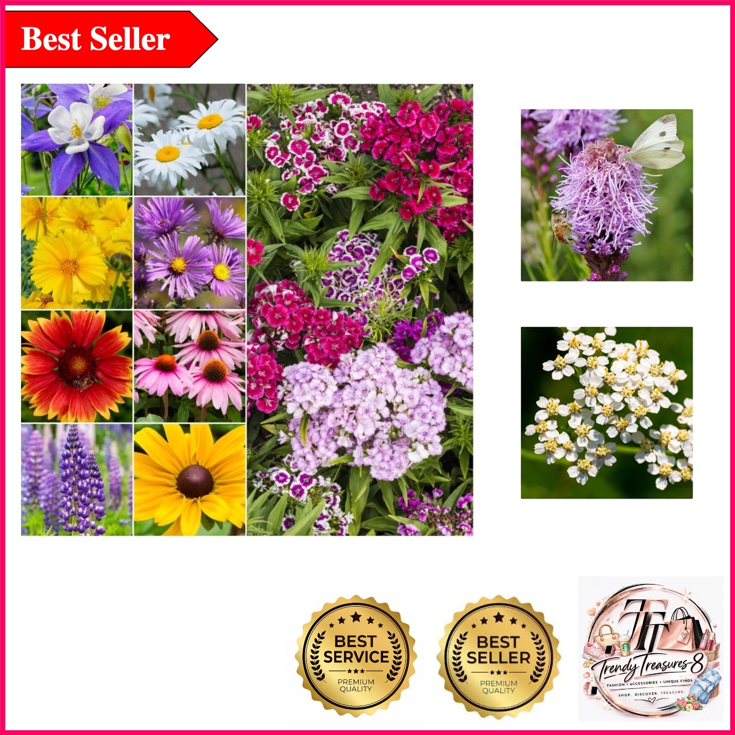 Perennial Wildflower Seed Mix – 30,000 Seeds for -Round Blooms