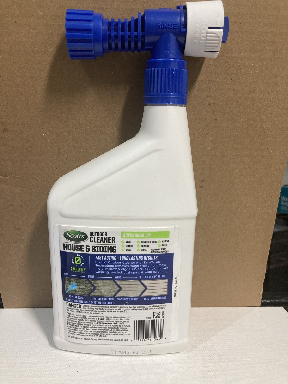 1 Scotts ZeroScrub 32 Oz. Ready To Spray Hose End House & Siding Outdoor Cleaner
