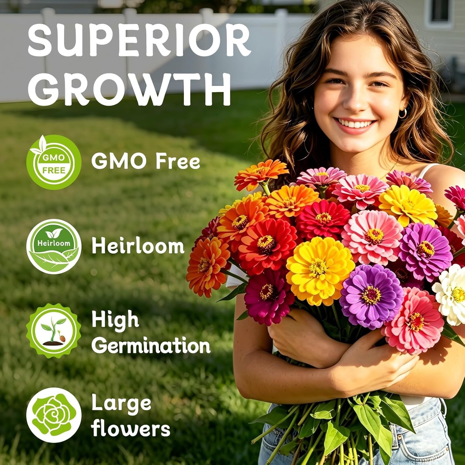 Zinnia Dahlia Seeds Pack for 2026 Non GMO 5000/6000+Flower Seeds|Vibrant Zinnia