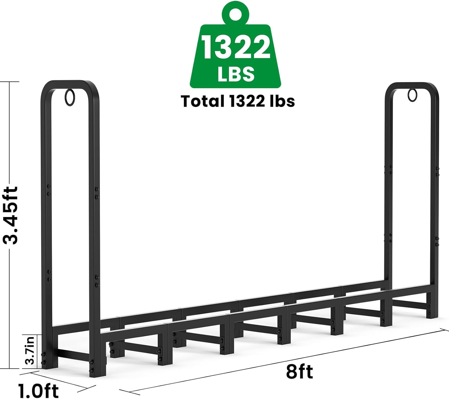 8Ft Firewood Rack Outdoor Heavy Duty Fire Wood Racks Outdoor for Firewood Log Ho