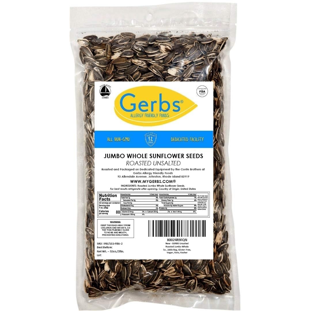 2 LBS Jumbo Unsalted Sunflower Seeds – Resealable Bag for Freshness