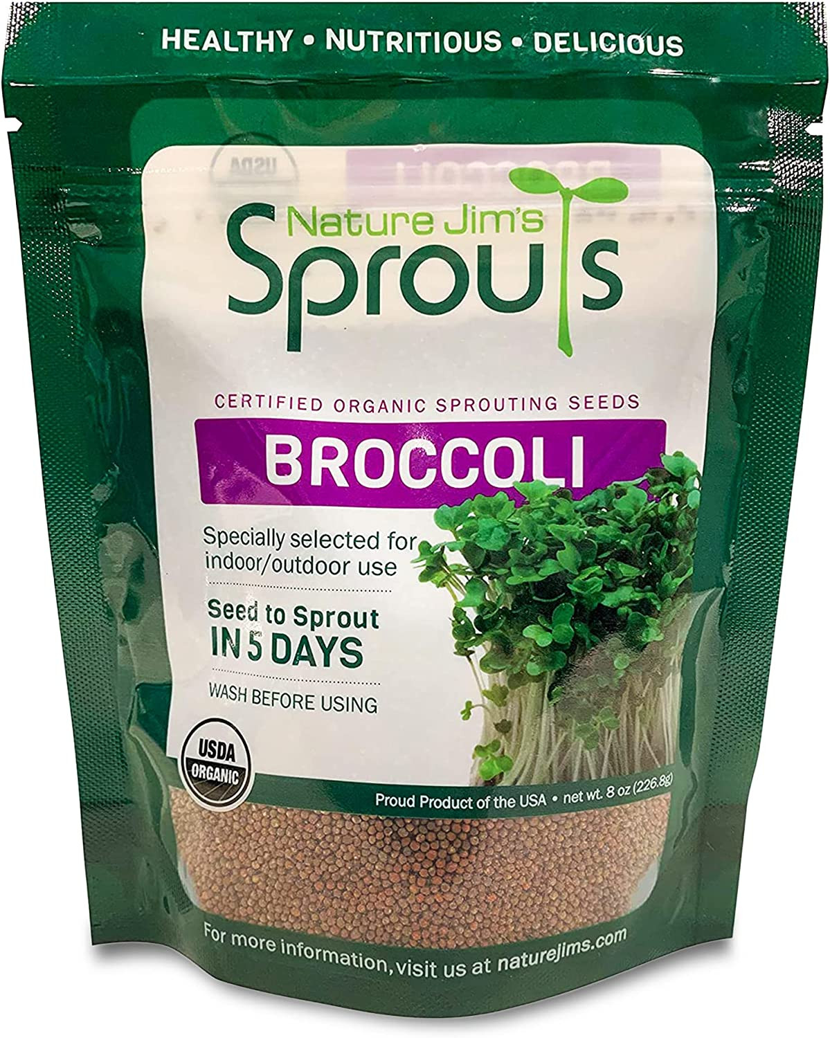 Broccoli Sprout Seeds /Nutritious Broccoli Seeds Sprout in 5 Days – 8Oz