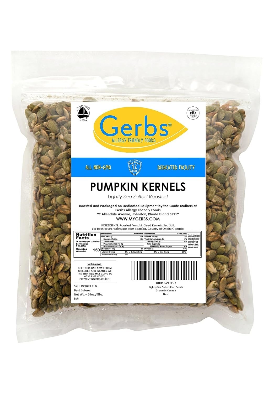 4 LBS Dry Roasted Pumpkin Seeds – Safe Snack, Allergen-Aware Treat