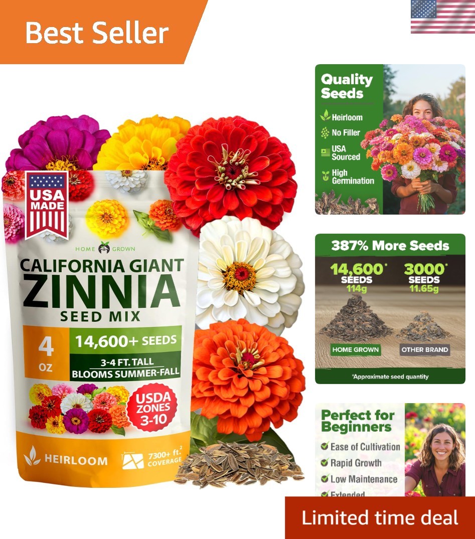Long-Lasting California Giant Zinnias – 2026 Seeds for Stunning Flower Displays