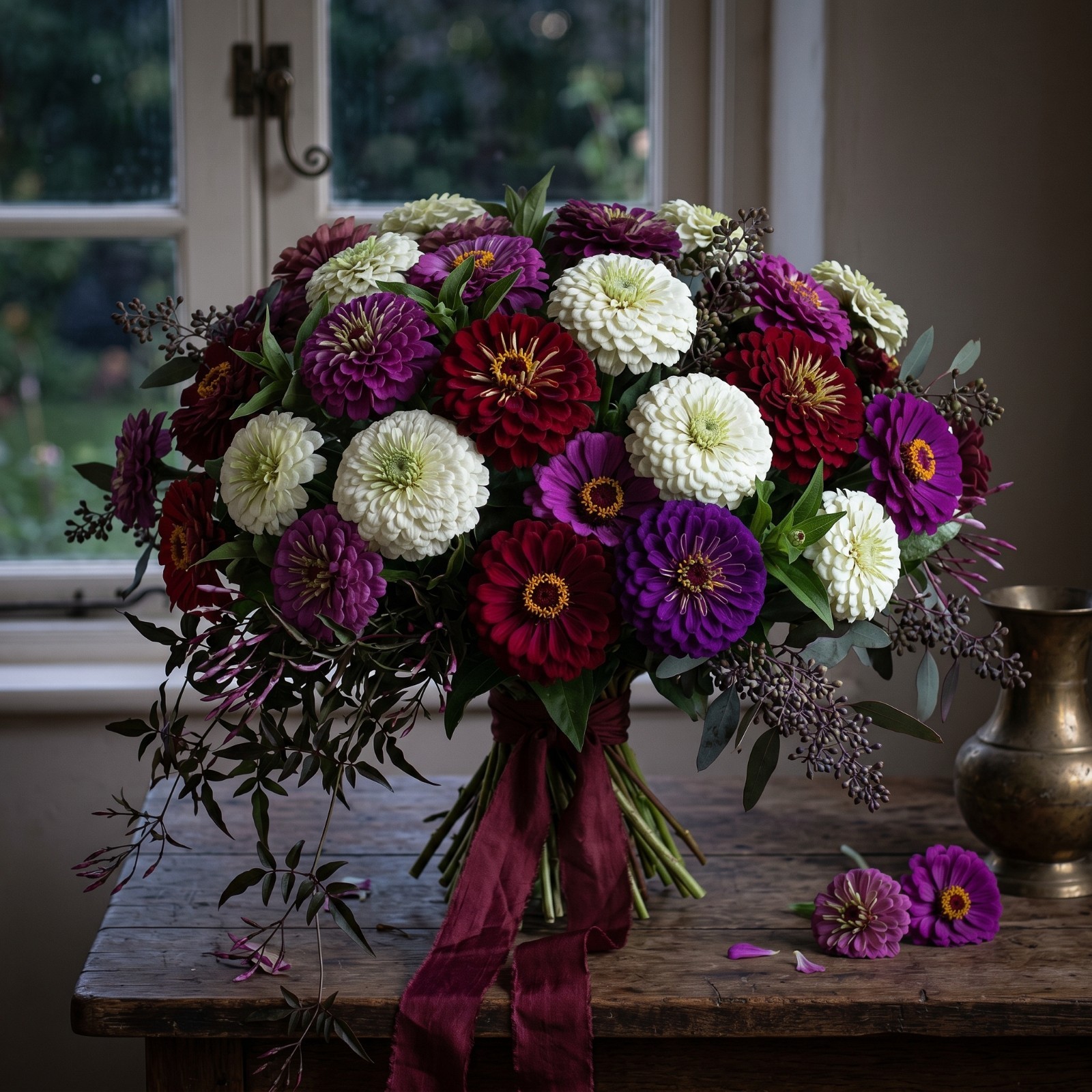 Zinnia GIGANTICA FROSTED MOONLIGHT Mix Romantic Huge Double Blooms 50 Seeds!