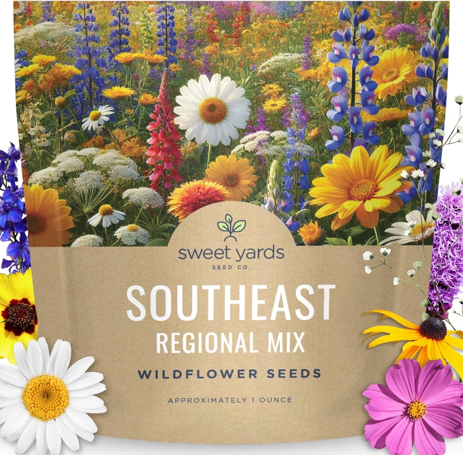 Grow a Vibrant Garden: Southeast Wildflower Mix with 12,000 Seeds Included