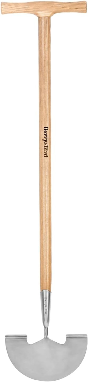 Lawn Edger Tool – Sharp Stainless Steel Half Moon Blade with Ash Wood T-Handle,