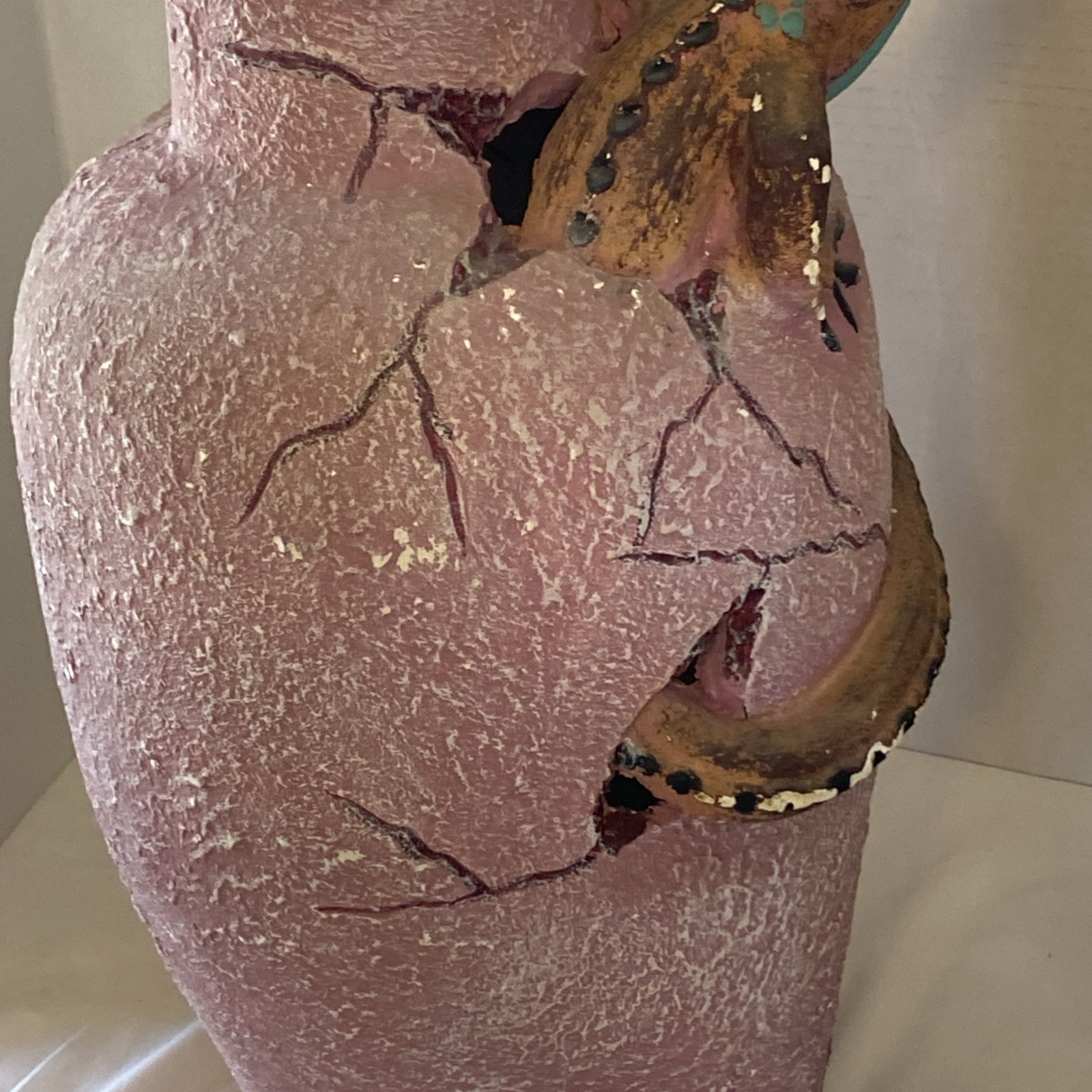 Vintage large Pottery Iguana Pot Garden Decor Handmade 22” Tall