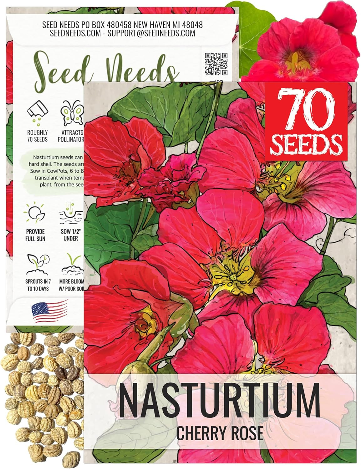 Nasturtium Seeds for Planting Jewel Blend – Heirloom Untreated & Open Pollinated