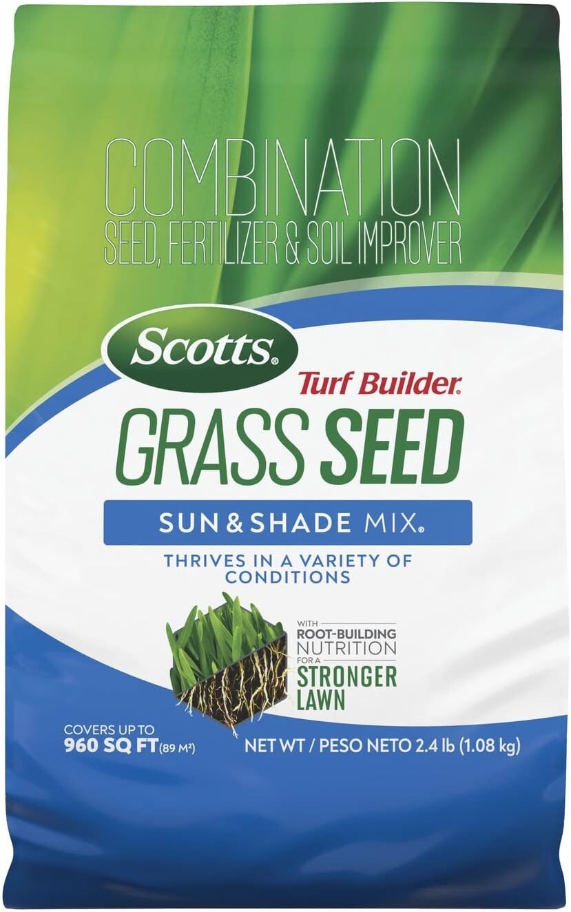 Turf Builder Grass Seed – Ideal Sun & Shade Mix, 2.4 lbs for Resilient Lawns