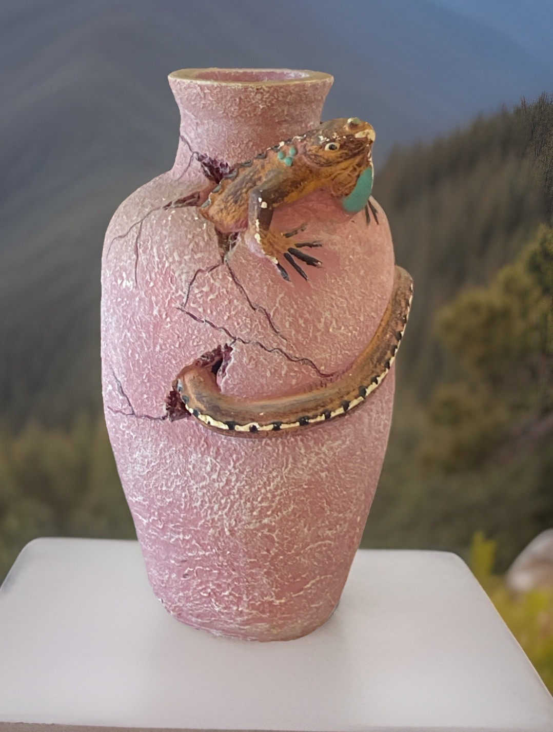 Vintage large Pottery Iguana Pot Garden Decor Handmade 22” Tall