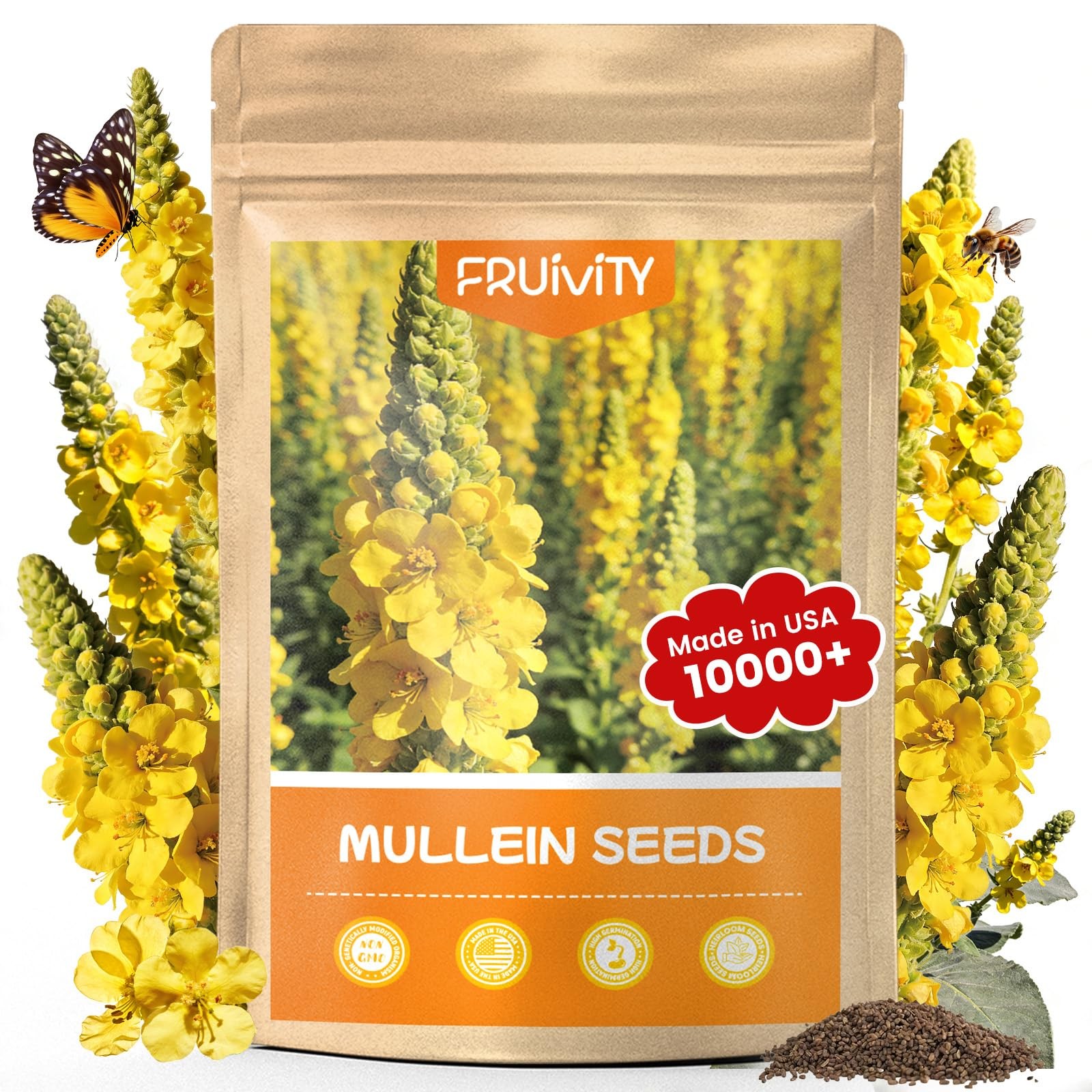 10,000+ Mullein Seeds for Planting(Verbascum Thapsus), Organic Heirloom Flowe…