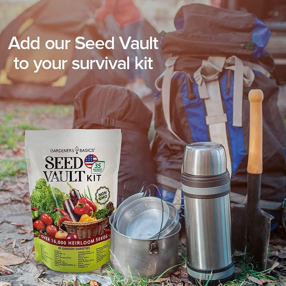 Gardening Gift Set: 35 Heirloom Seeds & Markers, Non-GMO Survival Vegetable Pack